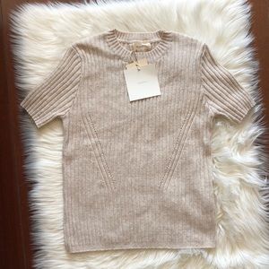 NWT Elsissi Ribbed Knit  Short Sleeve Sweater Top Size S